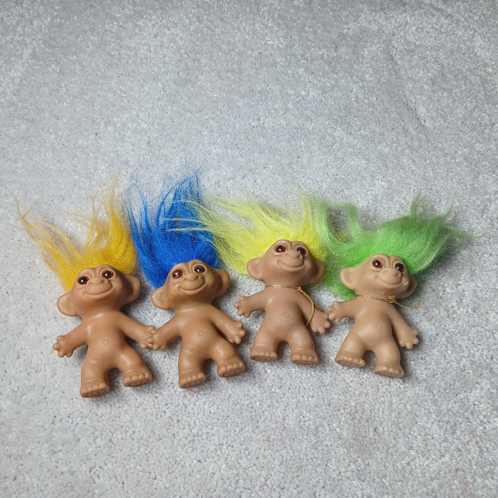 90s Vintage 3" Uneeda troll dolls Monkey Face Lot (Set of 4) party favors